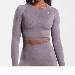 Gymshark women L adapt animal seamless lace up back purple top athletic gym